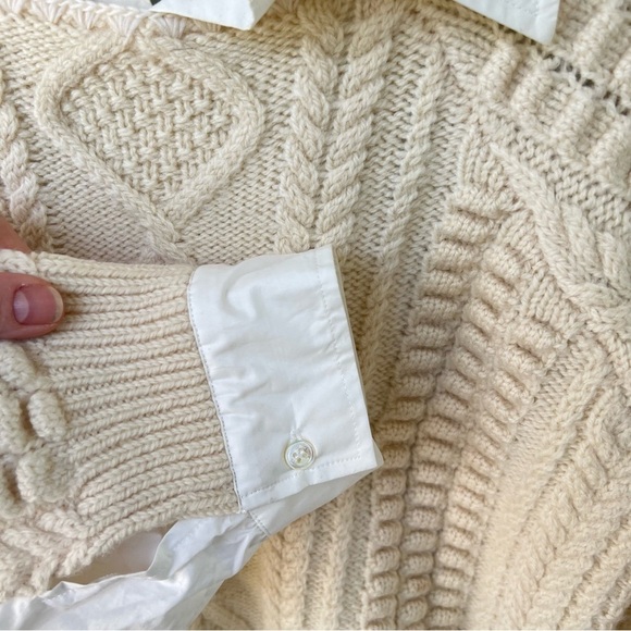 Sea New York Leni WOOL Fisherman Cable Knit Sweater Combo in Cream Size LARGE - Picture 11 of 14